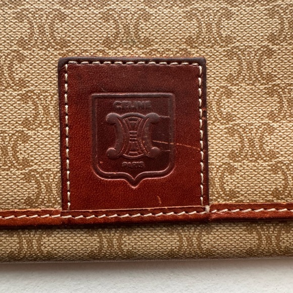 Authentic Celine Brown/Beige Macadam Gamaguchi PVC Leather Wallet - Picture 14 of 15